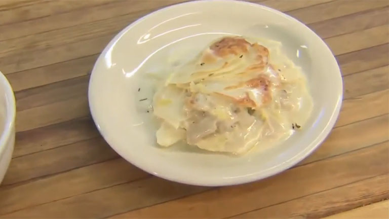 Potato, Leek, Gruyere & Oyster Mushroom Gratin Screenshot from America's Heartland Season 6 Episode 15